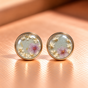 Resin-Ohrstecker mit Trockenblumen 1 cm