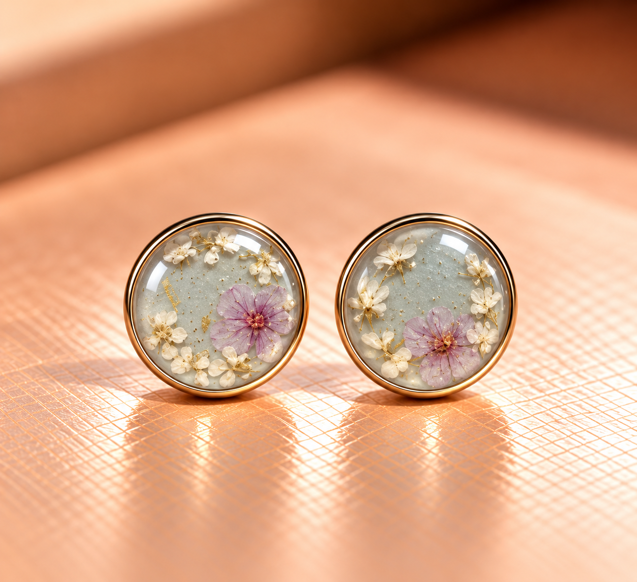Resin-Ohrstecker mit Trockenblumen 1 cm
