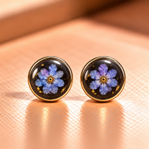 Resin-Ohrstecker mit Trockenblumen 1 cm