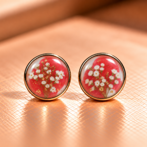 Resin-Ohrstecker mit Trockenblumen 1 cm