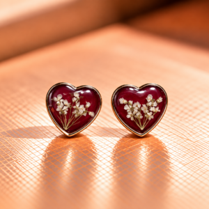 Resin-Ohrstecker mit Trockenblumen 1 cm
