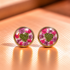 Resin-Ohrstecker mit Trockenblumen 1 cm
