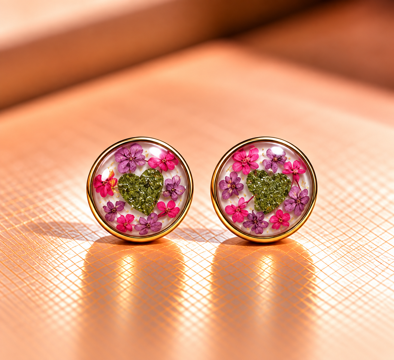 Resin-Ohrstecker mit Trockenblumen 1 cm
